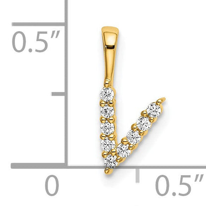 14K Gelbgold Initial-Anhänger Buchstabe V mit 0,10 ct. Laborgezüchtetem Diamant VS/SI+ G+