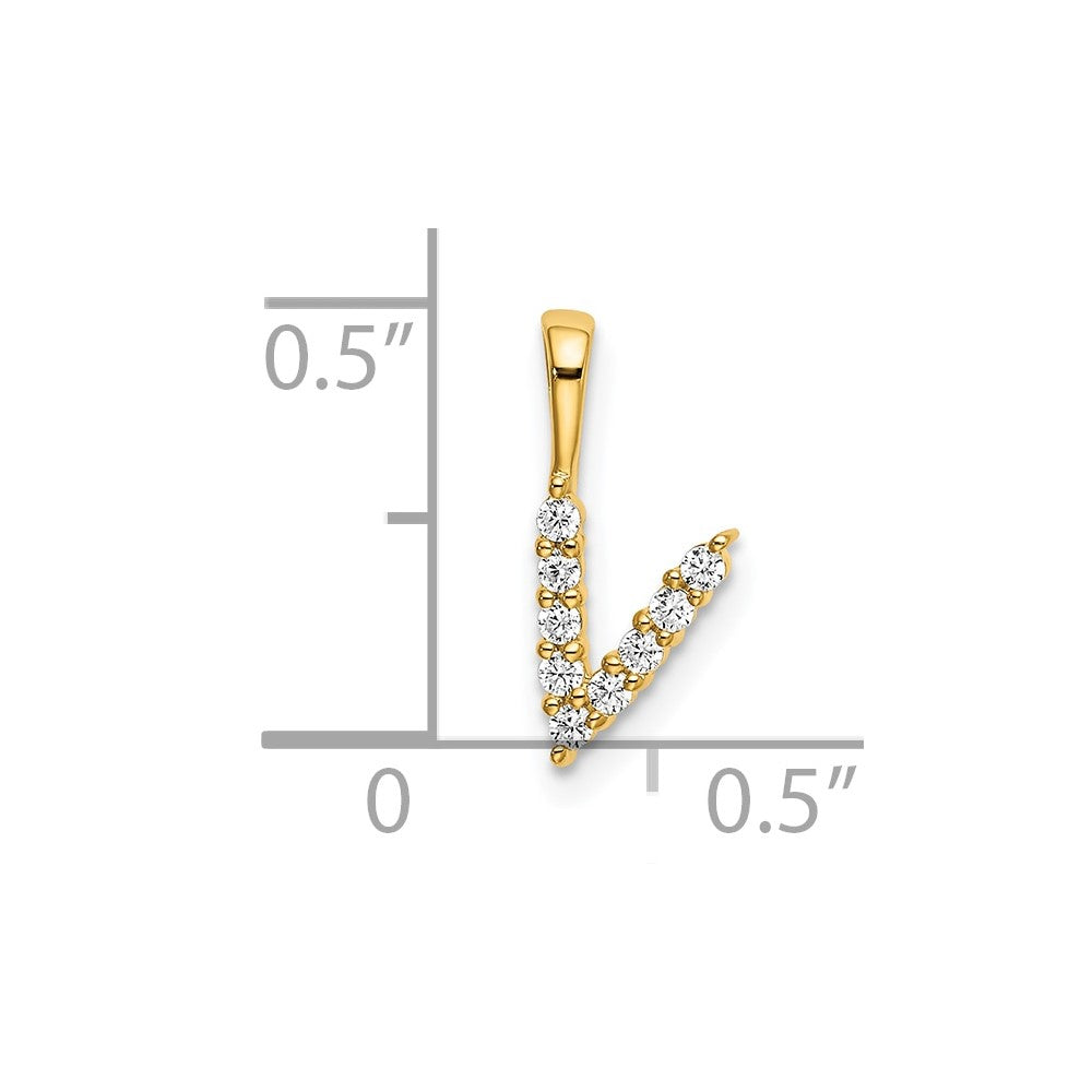 14K Gelbgold Initial-Anhänger Buchstabe V mit 0,10 ct. Laborgezüchtetem Diamant VS/SI+ G+