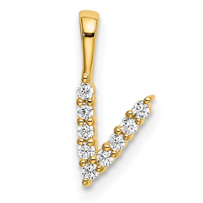 14K Gelbgold Initial-Anhänger Buchstabe V mit 0,10 ct. Laborgezüchtetem Diamant VS/SI+ G+