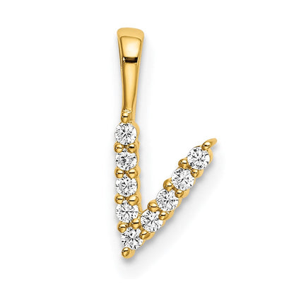 14K Gelbgold Initial-Anhänger Buchstabe V mit 0,10 ct. Laborgezüchtetem Diamant VS/SI+ G+