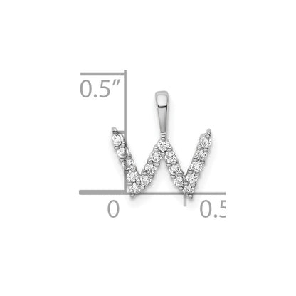 14K Weißgold 0,17 ct. Laborgezüchteter Diamant VS/SI+ G+ Buchstabe W Initial-Anhänger