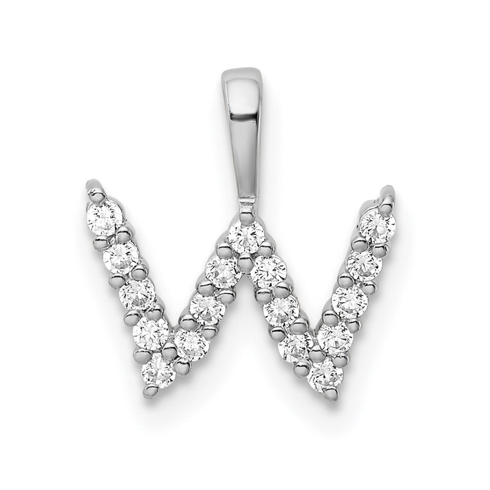 14K Weißgold 0,17 ct. Laborgezüchteter Diamant VS/SI+ G+ Buchstabe W Initial-Anhänger