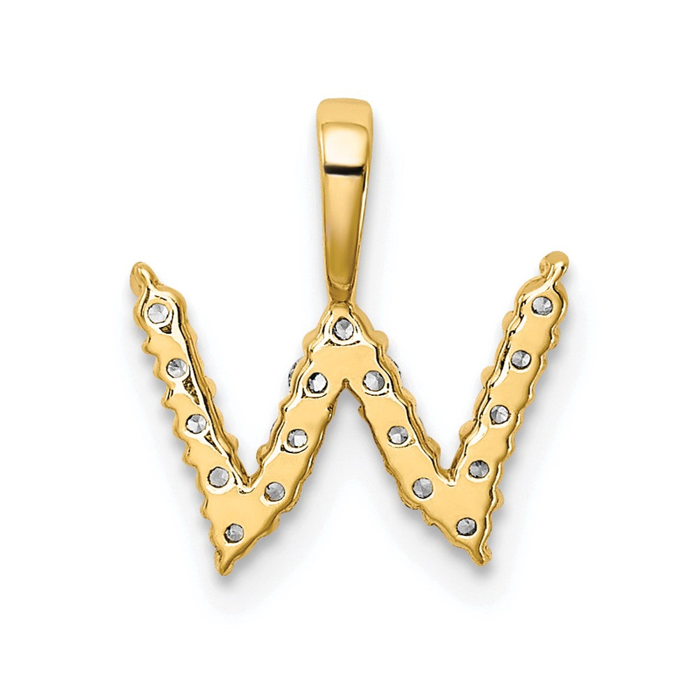 14K Gelbgold Initial-Anhänger „W” mit 0,17 ct. Labor gezüchtetem Diamanten VS/SI+ G+
