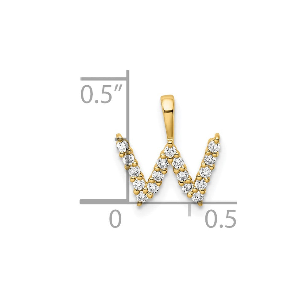14K Gelbgold Initial-Anhänger „W” mit 0,17 ct. Labor gezüchtetem Diamanten VS/SI+ G+