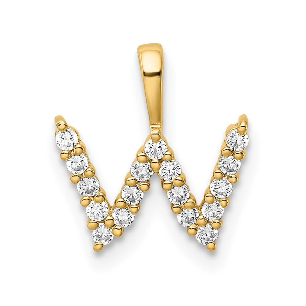 14K Gelbgold Initial-Anhänger „W” mit 0,17 ct. Labor gezüchtetem Diamanten VS/SI+ G+