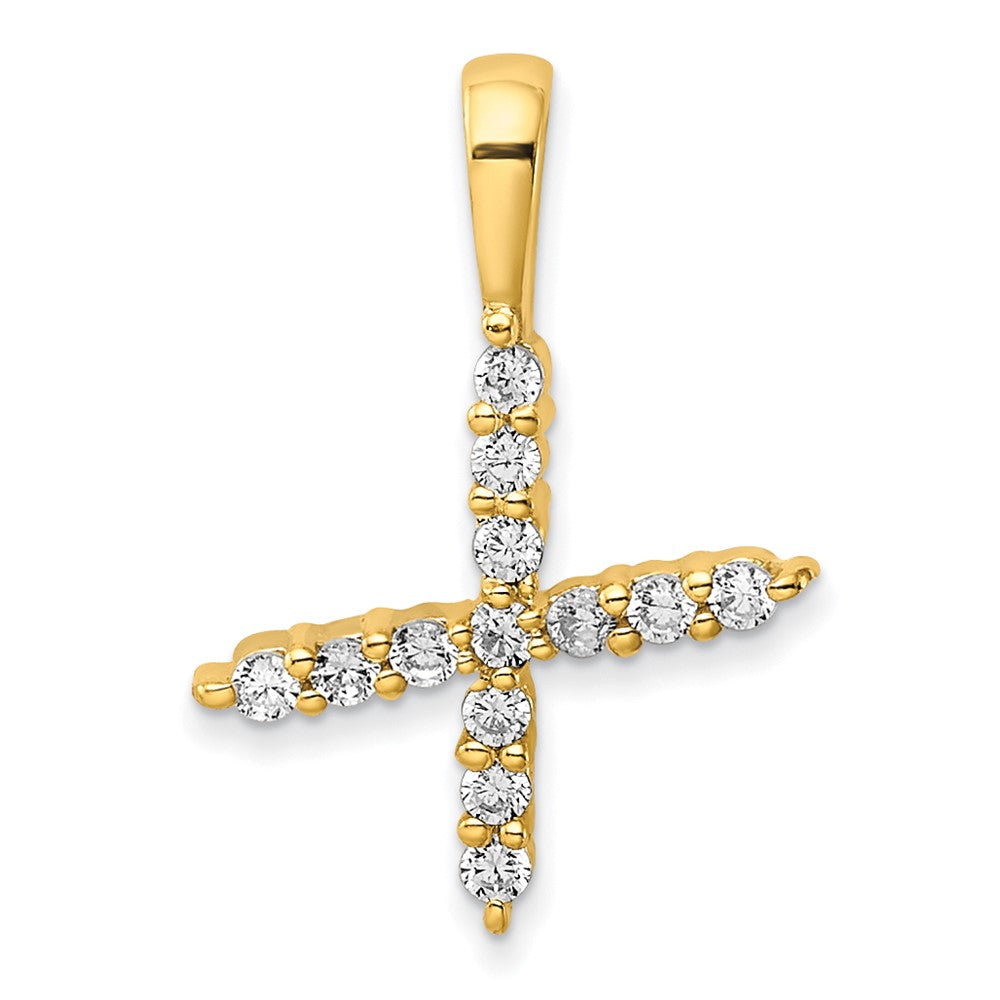 14K Gelbgold Initial-Anhänger Buchstabe X mit 0,125 ct. laborgezüchtetem Diamant VS/SI+ G+