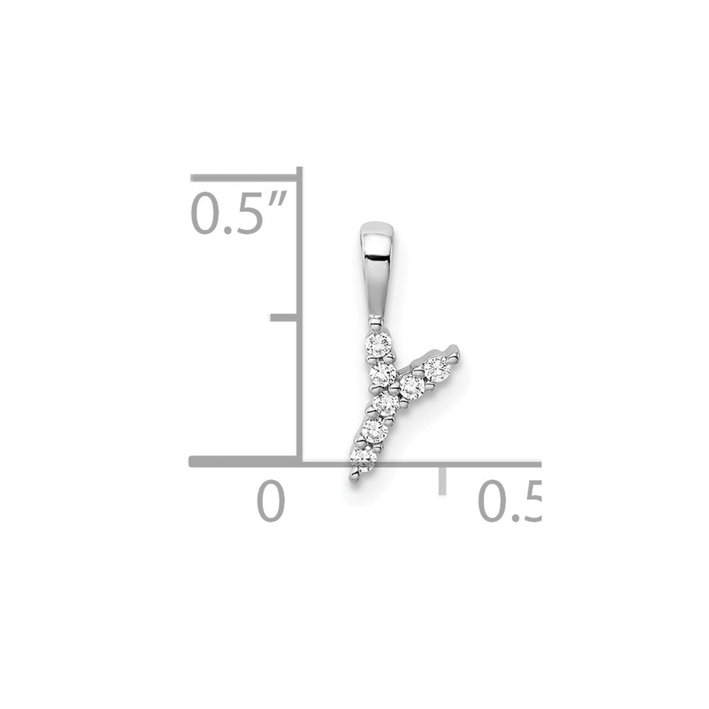 14K Weißgold 0,07 ct. Laborgezüchteter Diamant VS/SI+ G+ Buchstabe Y Initialanhänger