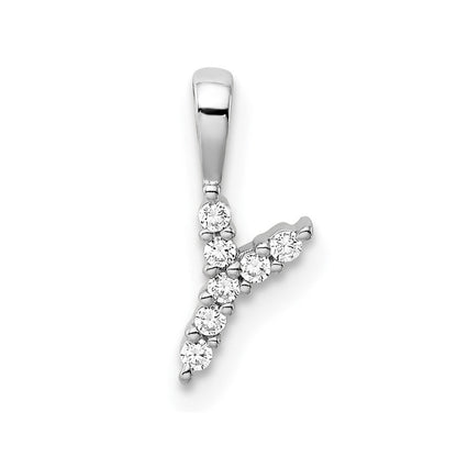 14K Weißgold 0,07 ct. Laborgezüchteter Diamant VS/SI+ G+ Buchstabe Y Initialanhänger