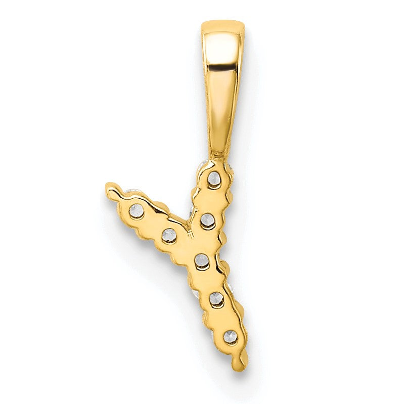 14K Gelbgold 0,07 ct. Laborgezüchteter Diamant VS/SI+ G+ Buchstabe Y Initialanhänger