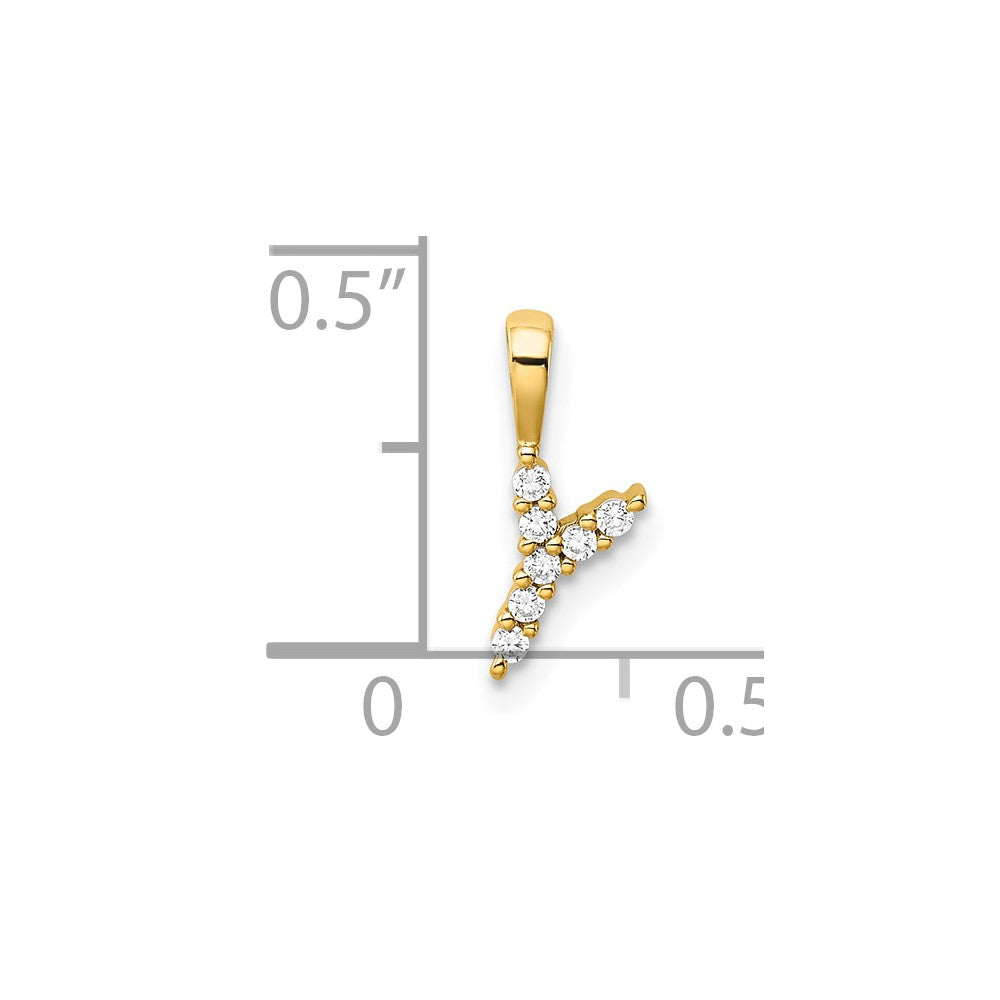 14K Gelbgold 0,07 ct. Laborgezüchteter Diamant VS/SI+ G+ Buchstabe Y Initialanhänger