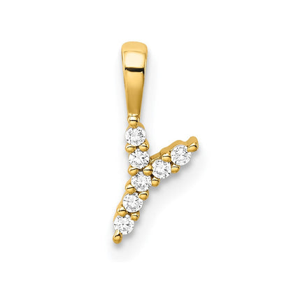 14K Gelbgold 0,07 ct. Laborgezüchteter Diamant VS/SI+ G+ Buchstabe Y Initialanhänger