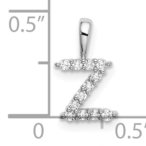 14K Weißgold 0,125 ct. Laborgezüchteter Diamant VS/SI+ G+ Buchstabe Z Initial-Anhänger