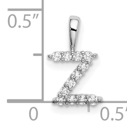 14K Weißgold 0,125 ct. Laborgezüchteter Diamant VS/SI+ G+ Buchstabe Z Initial-Anhänger