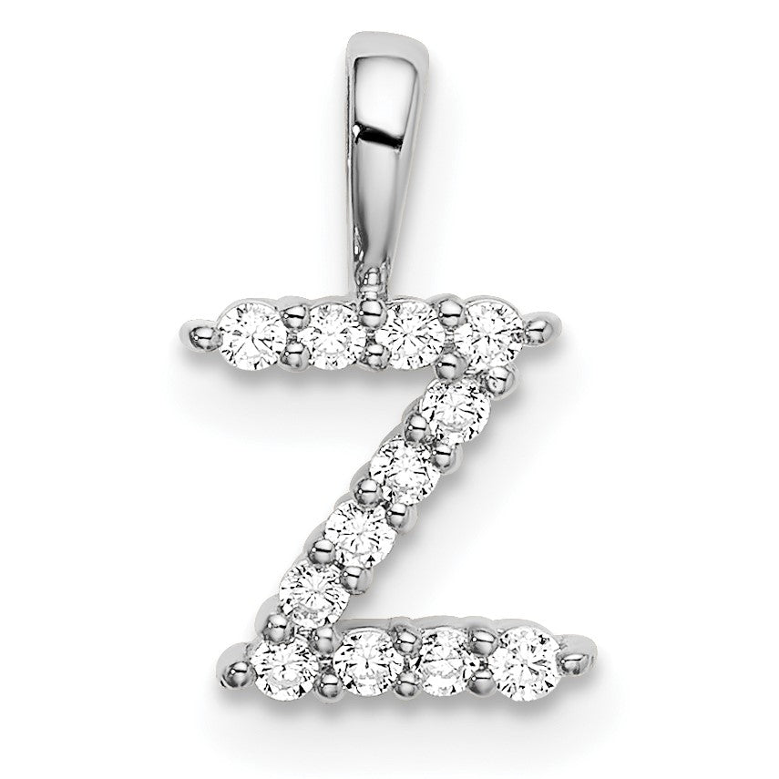 14K Weißgold 0,125 ct. Laborgezüchteter Diamant VS/SI+ G+ Buchstabe Z Initial-Anhänger