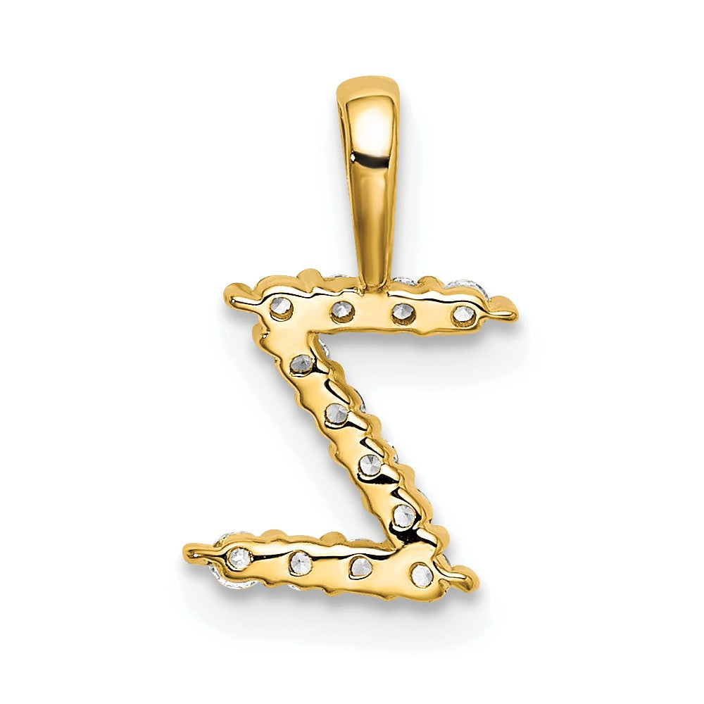 14K Gelbgold Initial-Anhänger Buchstabe Z mit 0,125 ct. Laborgezüchtetem Diamant VS/SI+ G+