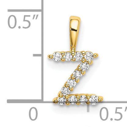14K Gelbgold Initial-Anhänger Buchstabe Z mit 0,125 ct. Laborgezüchtetem Diamant VS/SI+ G+