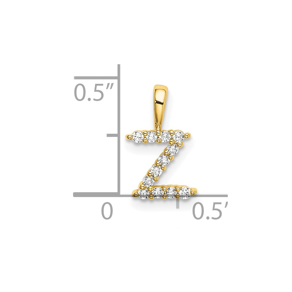 14K Gelbgold Initial-Anhänger Buchstabe Z mit 0,125 ct. Laborgezüchtetem Diamant VS/SI+ G+
