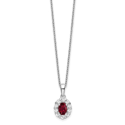 14K Weißgold Halo-Anhänger-Halskette mit 0,5 ct. im Labor gezüchtetem Diamant VS/SI+ G+ und ovalem im Labor gezüchtetem Rubin, 18 Zoll