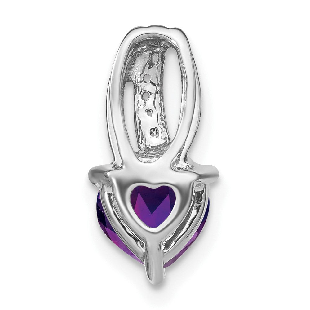14 Karat Weißgold Herz-Anhänger mit Amethyst und echten Diamanten