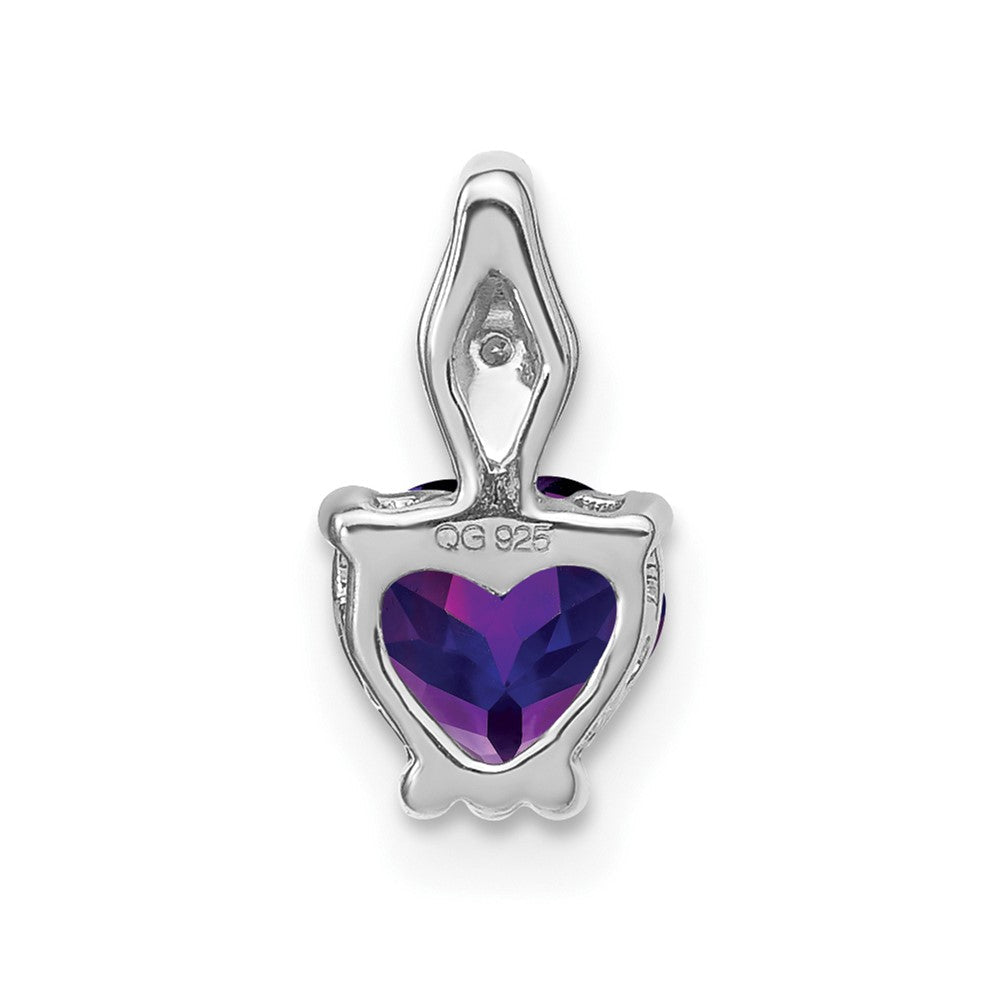 14K Weißgold Herz-Anhänger mit Amethyst und echten Diamanten