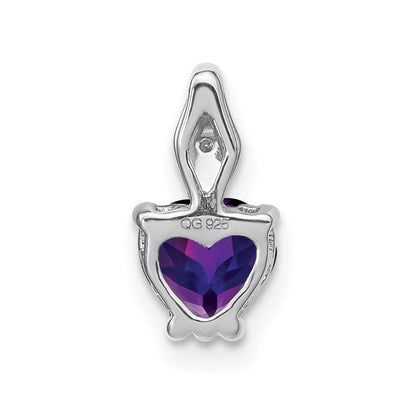 14K Weißgold Herz-Anhänger mit Amethyst und echten Diamanten