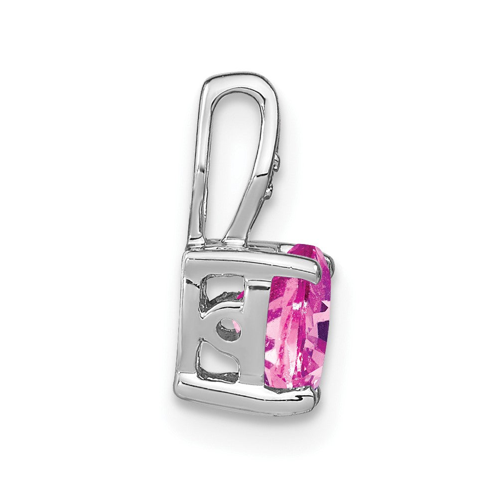 14K Weißgold Herz-Anhänger mit synthetischem rosa Saphir und echten Diamanten