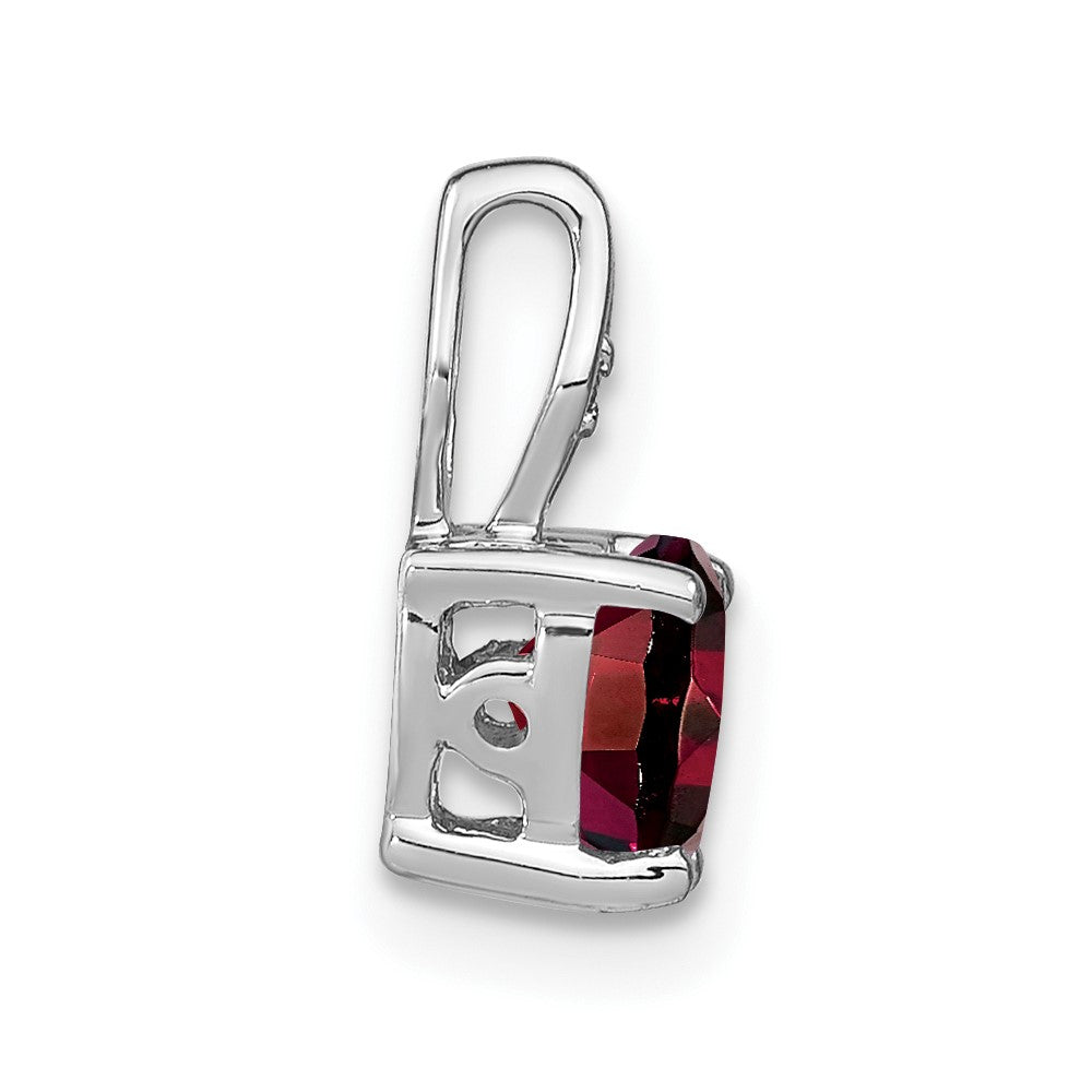 14K Weißgold Herz-Anhänger mit Granat und echtem Diamant