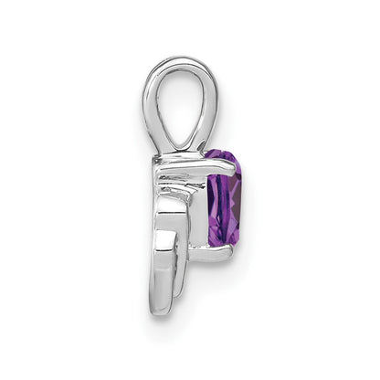 14K Weißgold Amethyst- und Echtdiamant-Anhänger