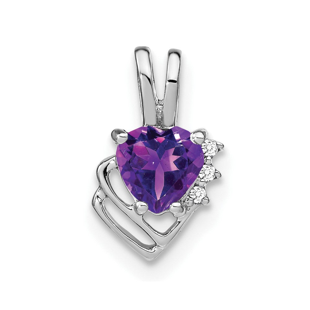 14K Weißgold Amethyst- und Echtdiamant-Anhänger