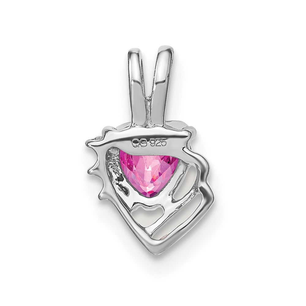 14K Weißgold Anhänger mit gezüchtetem rosa Saphir und echtem Diamant