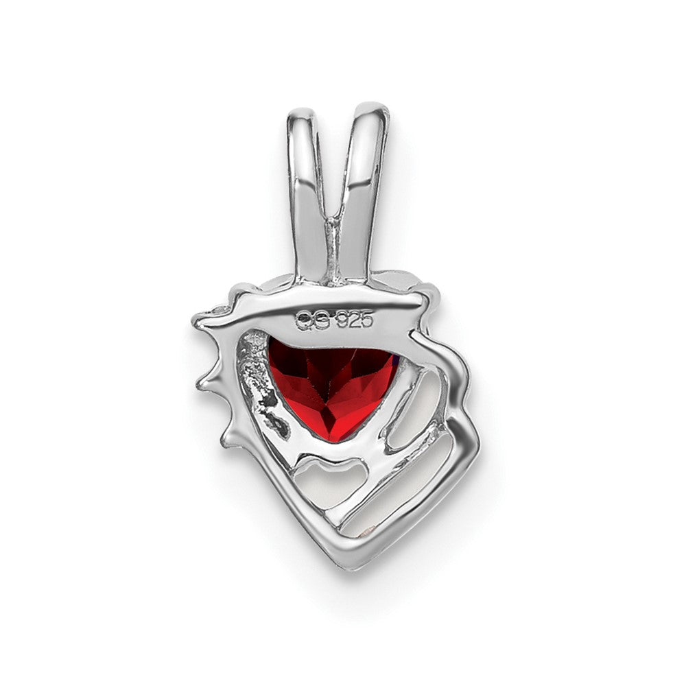 Anhänger aus 14K Weißgold mit Granat und echtem Diamant