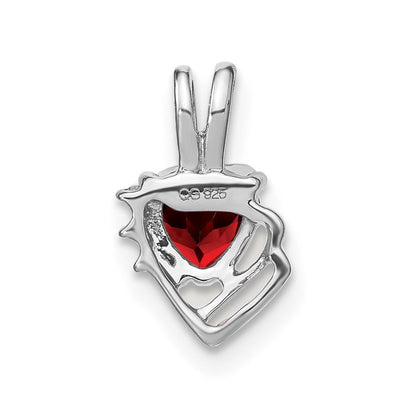 Anhänger aus 14K Weißgold mit Granat und echtem Diamant