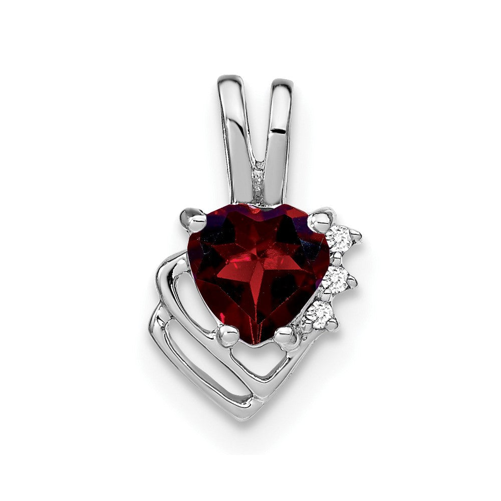 Anhänger aus 14K Weißgold mit Granat und echtem Diamant