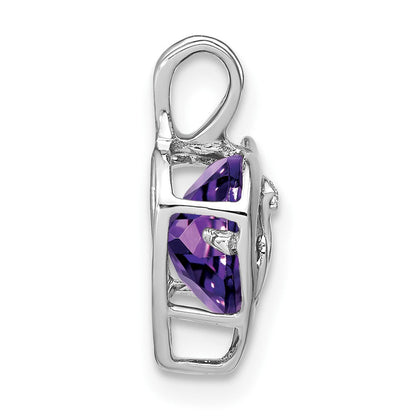 14K Weißgold Amethyst und echter Diamant MOM Herz-Anhänger