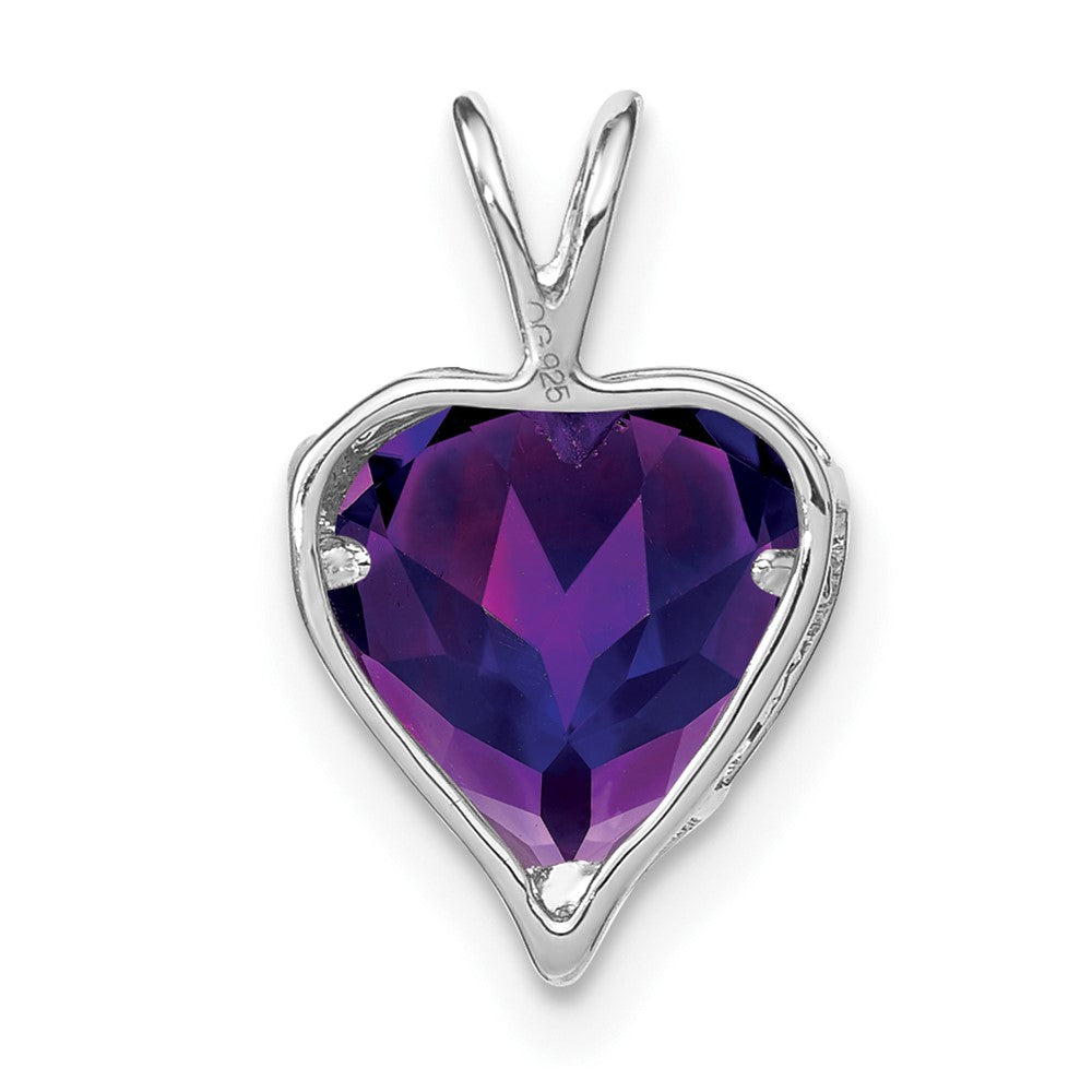 14K Weißgold Amethyst und echter Diamant MOM Herz-Anhänger
