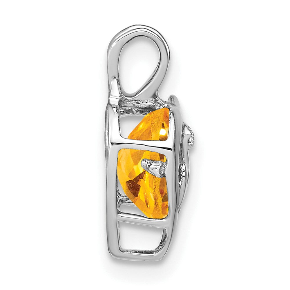 14K Weißgold Citrin- und Echtdiamant-Herzanhänger „MOM“