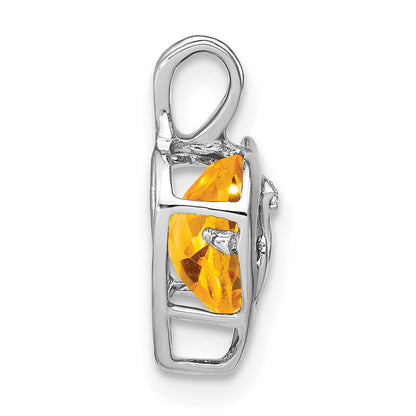 14K Weißgold Citrin- und Echtdiamant-Herzanhänger „MOM“