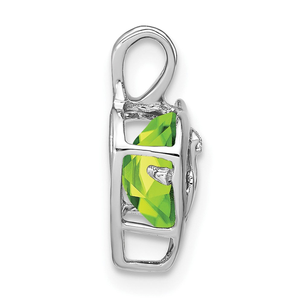 14 Karat Weißgold Peridot- und Echt-Diamant-MOM-Herzanhänger