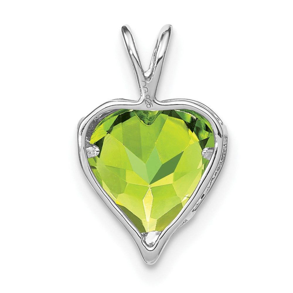 14 Karat Weißgold Peridot- und Echt-Diamant-MOM-Herzanhänger