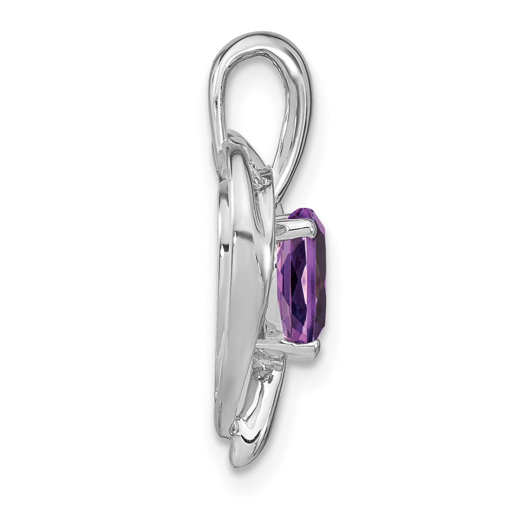 14K Weißgold Herz-Anhänger mit Amethyst und echtem Diamant