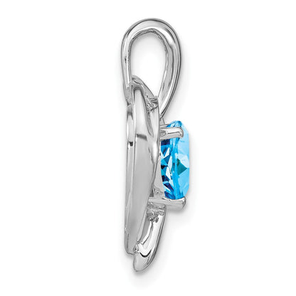 14k Weißgold Anhänger in Herzform mit Blautopas und echten Diamanten