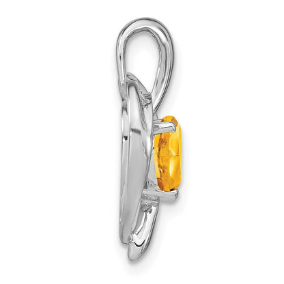 Herzanhänger mit Citrin und echtem Diamant aus 14K Weißgold