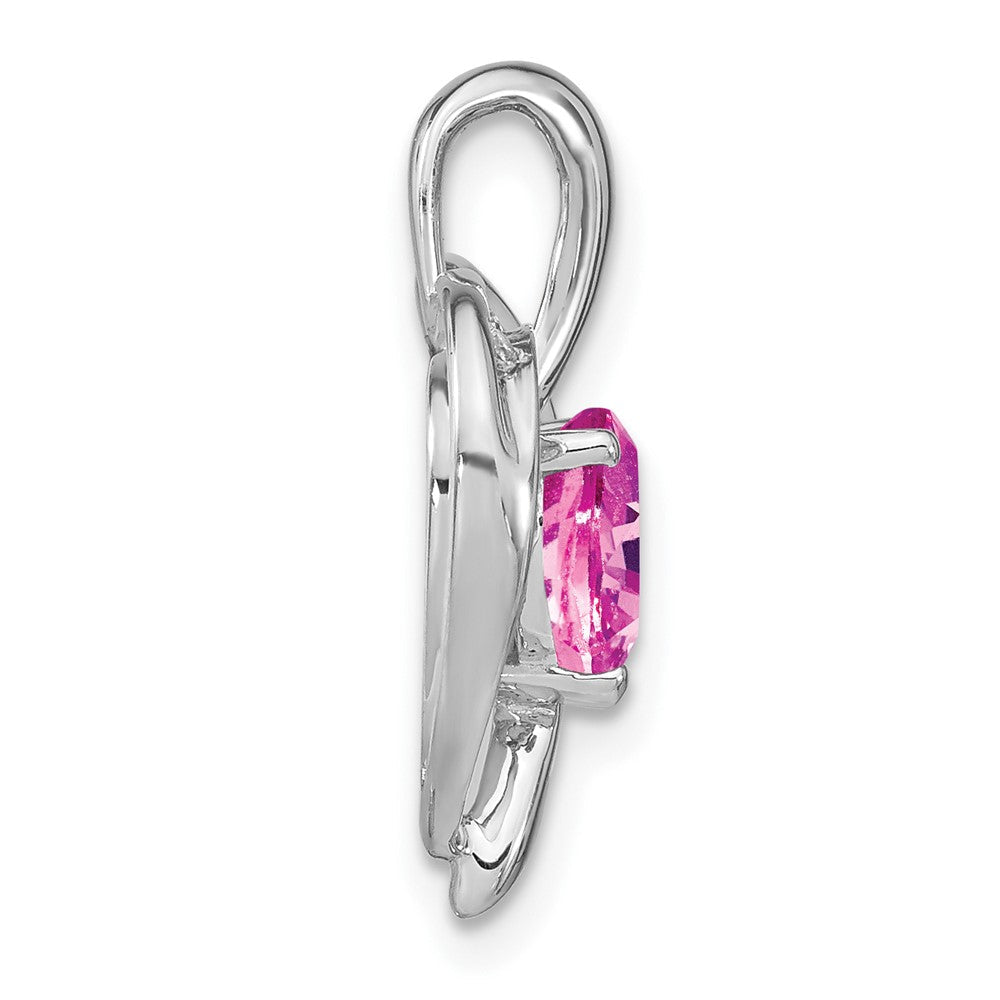 14K Weißgold Herz-Anhänger mit gezüchtetem Rosa Saphir und echtem Diamant