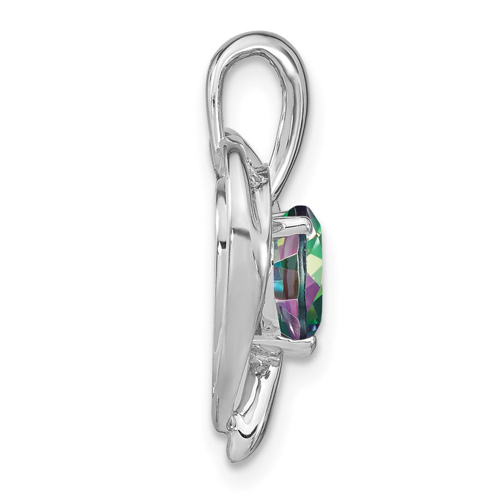 14K Weißgold Anhänger mit Mystic-Fire-Topas und echten Diamanten in Herzform