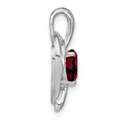 14K Weißgold Herz-Anhänger mit Granat und echten Diamanten