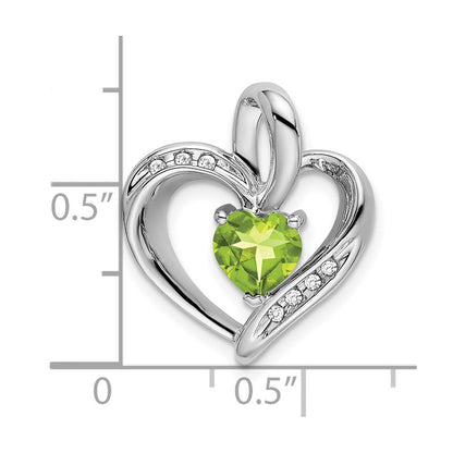 14K Weißgold Herz-Anhänger mit Peridot und echten Diamanten