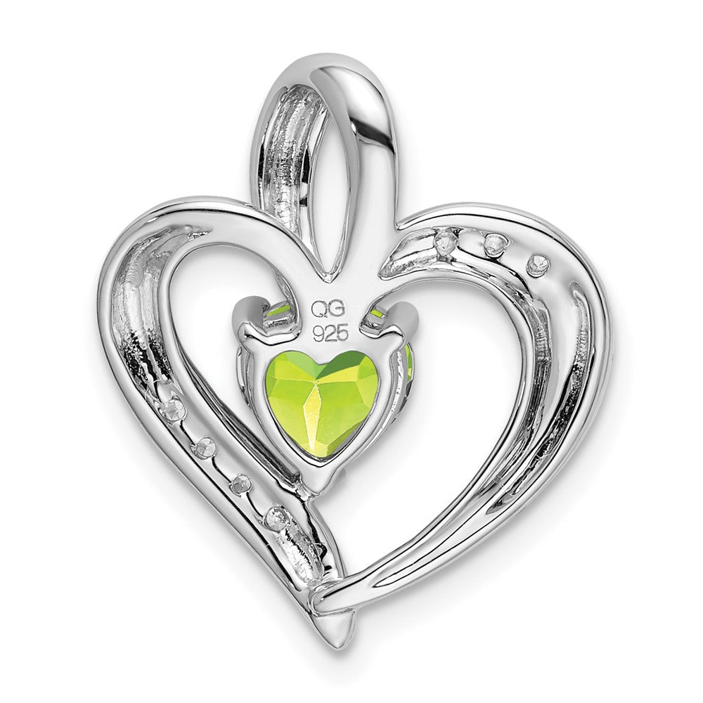 14K Weißgold Herz-Anhänger mit Peridot und echtem Diamant