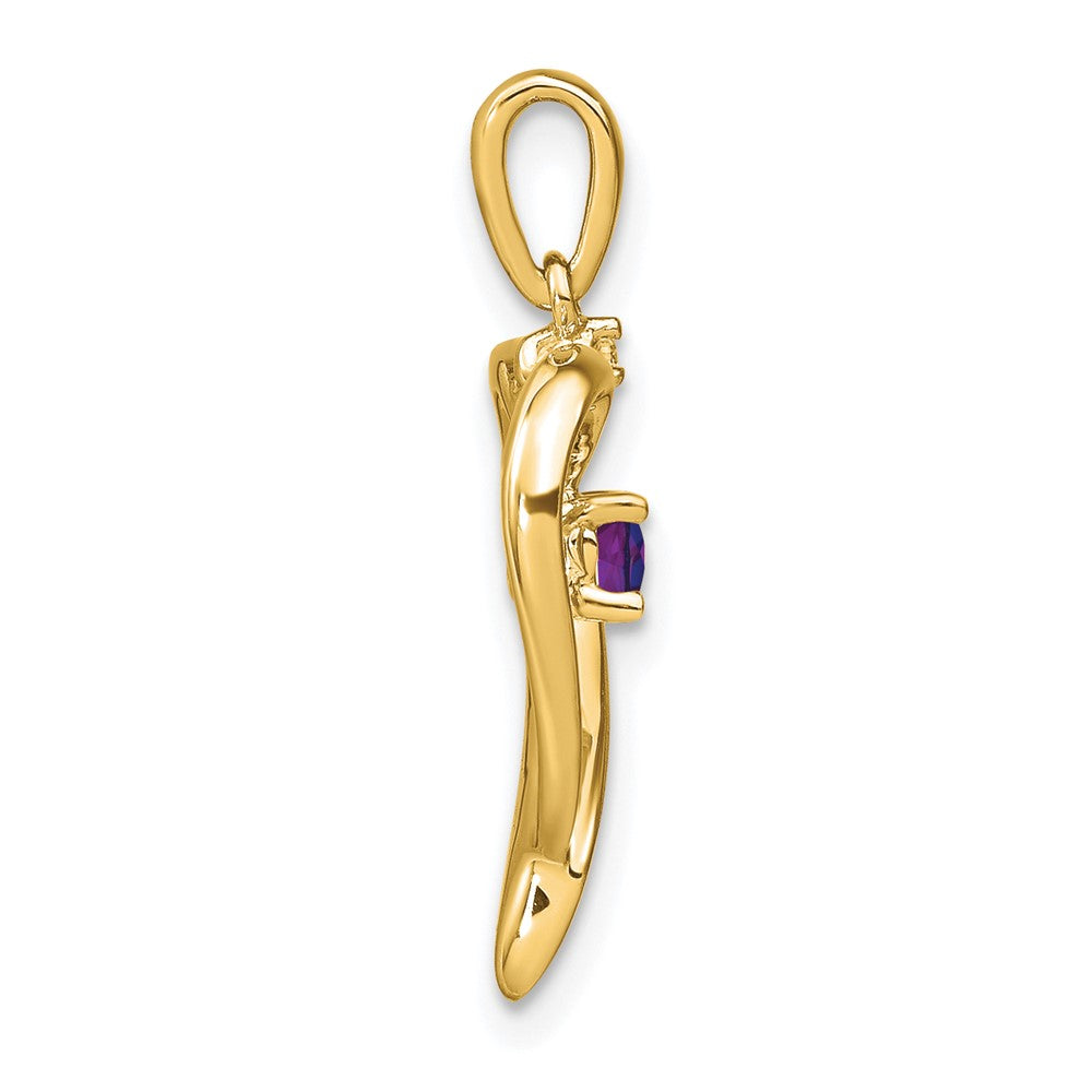 14K Gelbgold Amethyst- und Echtdiamant-Herzanhänger