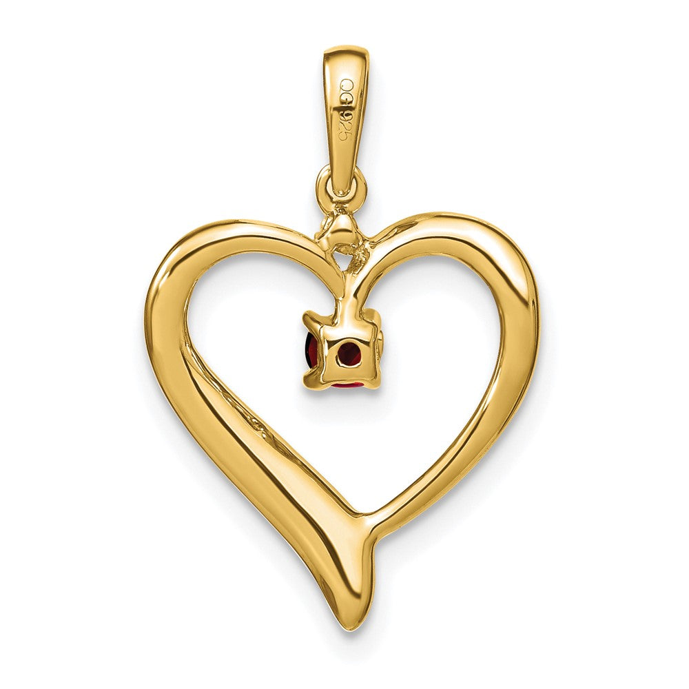 10K Gelbgold Herzanhänger mit Granat und echtem Diamant