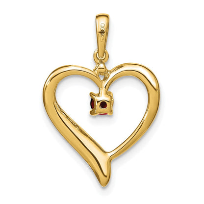 10K Gelbgold Herzanhänger mit Granat und echtem Diamant